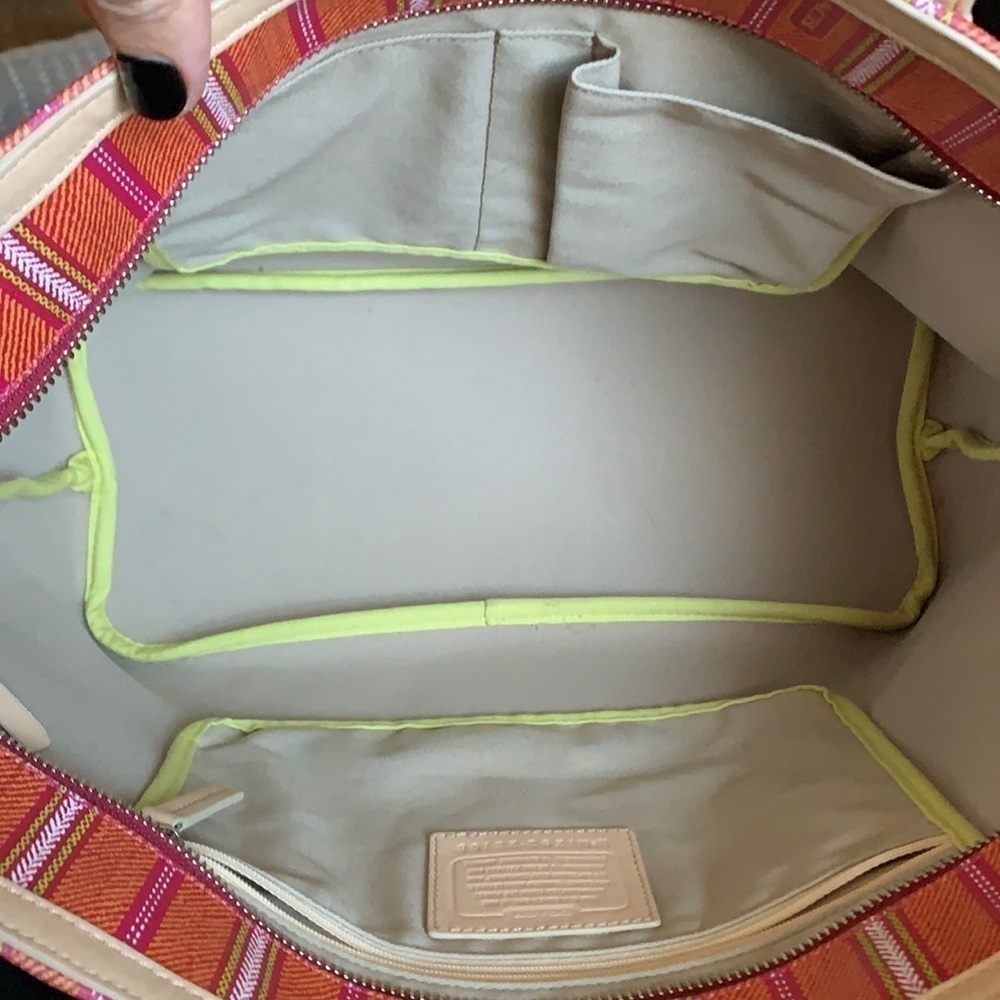 Coach Legacy Weekend Ticking Stripe PVC Zip Tote - Picture 4 of 16